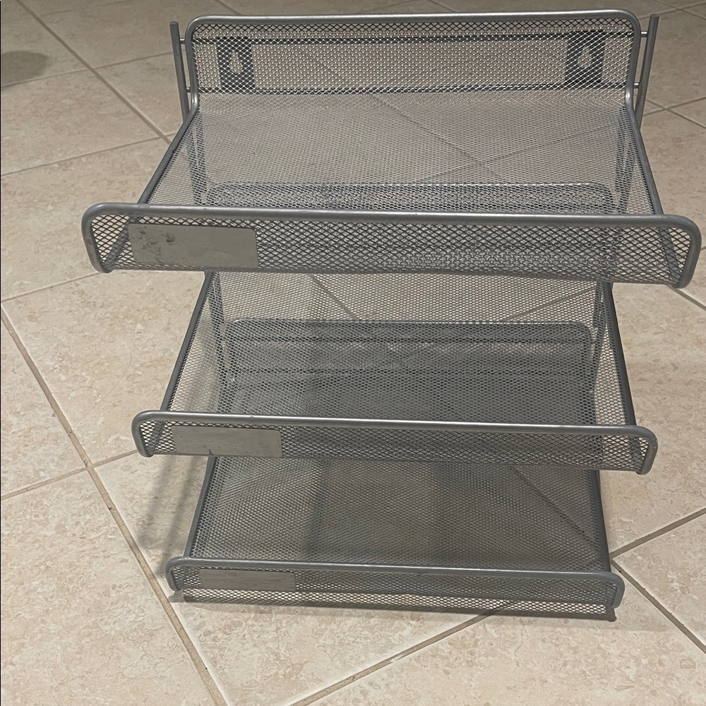 Metal Mesh 3-Tier Drawer Organizer - Gray